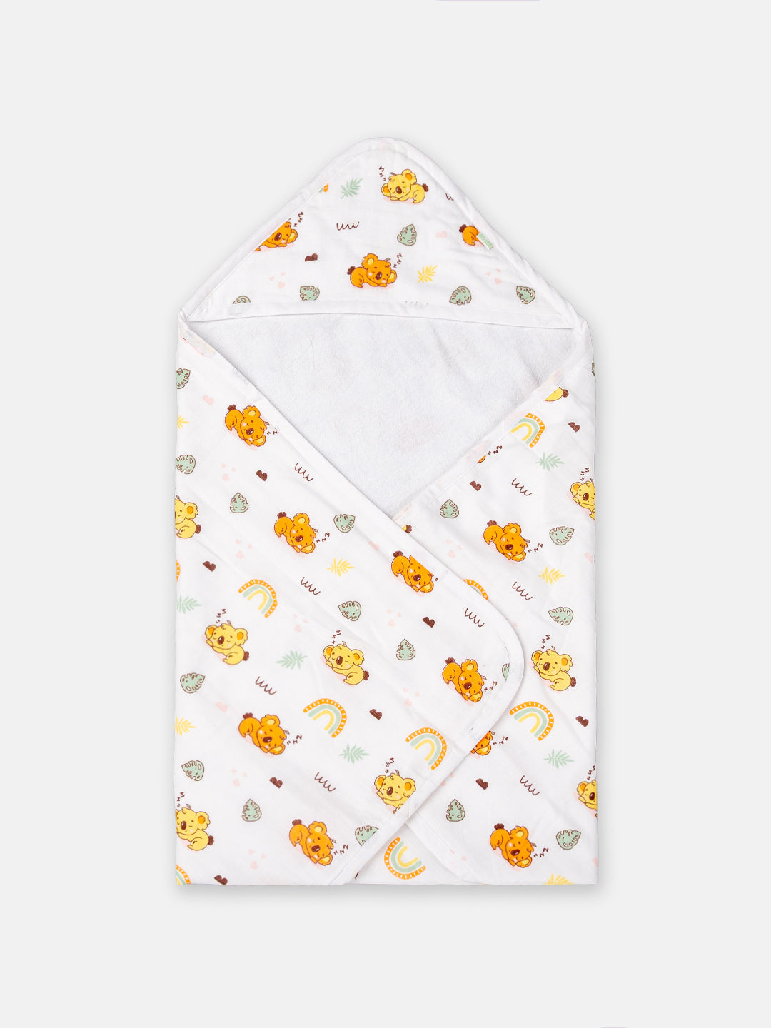 Babyclan Muslin Hooded Terry Towel | Soft Muslin & Absorbent Terry
