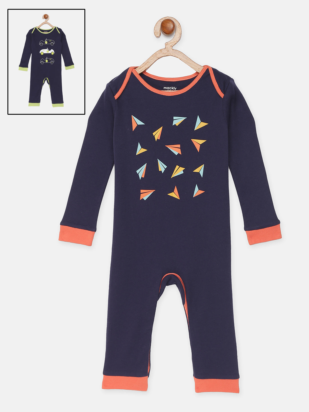 Car & Paper Plane Printed Sleepsuit- Pack of 2