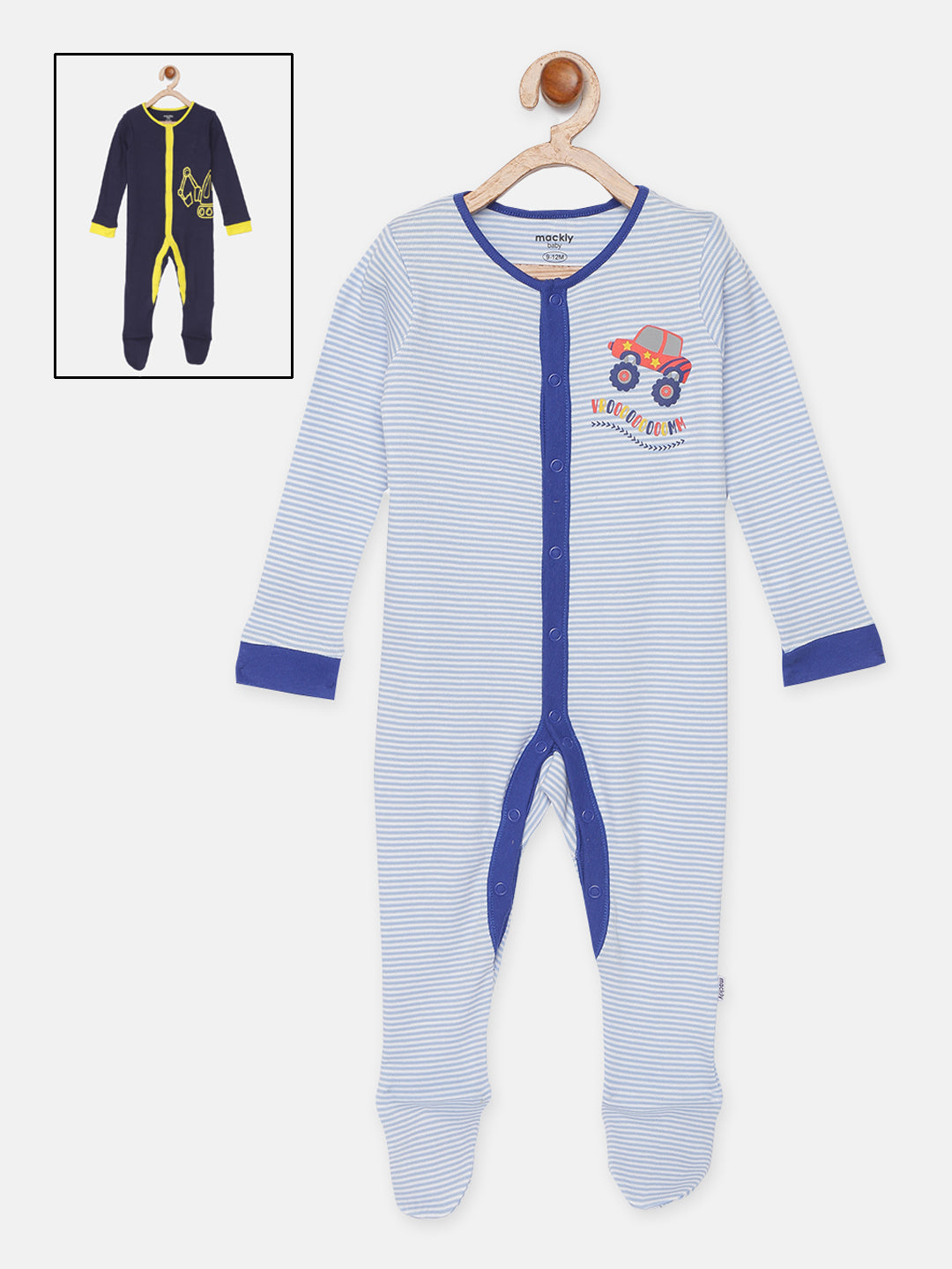 Monster Truck Printed Sleepsuit - Pack of 2