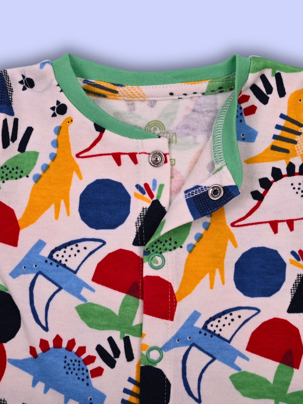 Babyclan Girls Cotton Top & Shorts Set - Front Open Printed - RAINBOW REX