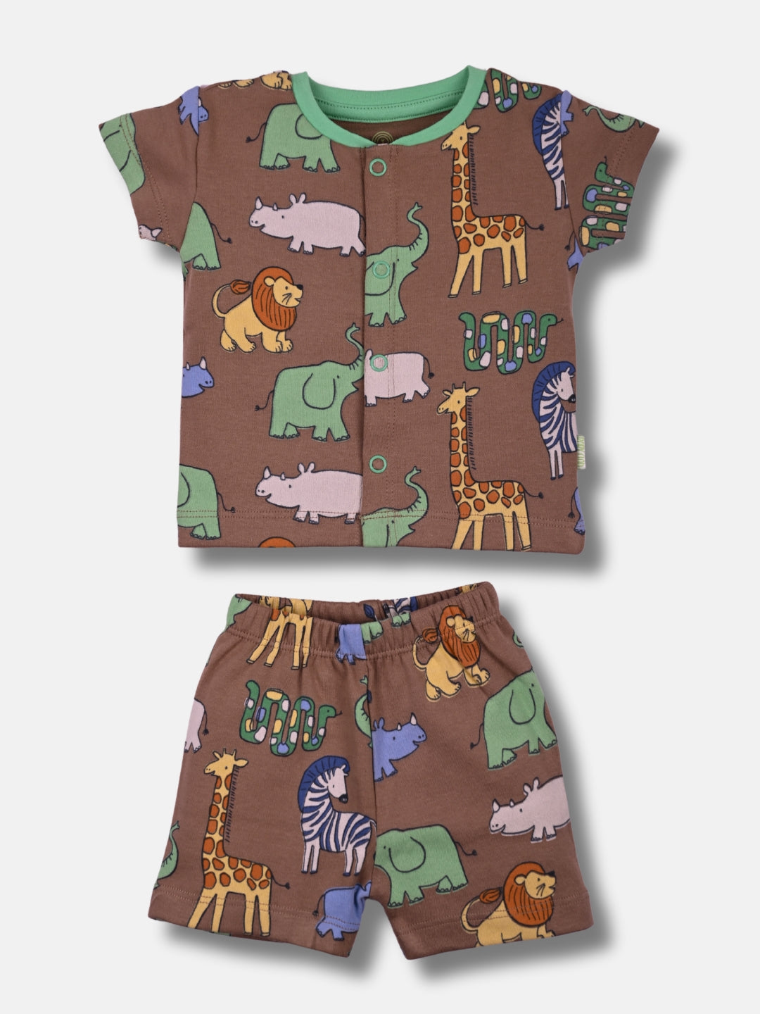 Babyclan Boys Cotton Top & Shorts Set - Front Open Printed - JUNGLE JOY