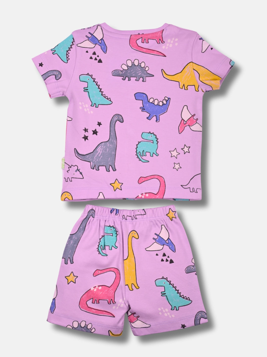 Babyclan Girls Cotton Top & Shorts Set - Front Open Printed - GIRLYOSAUR