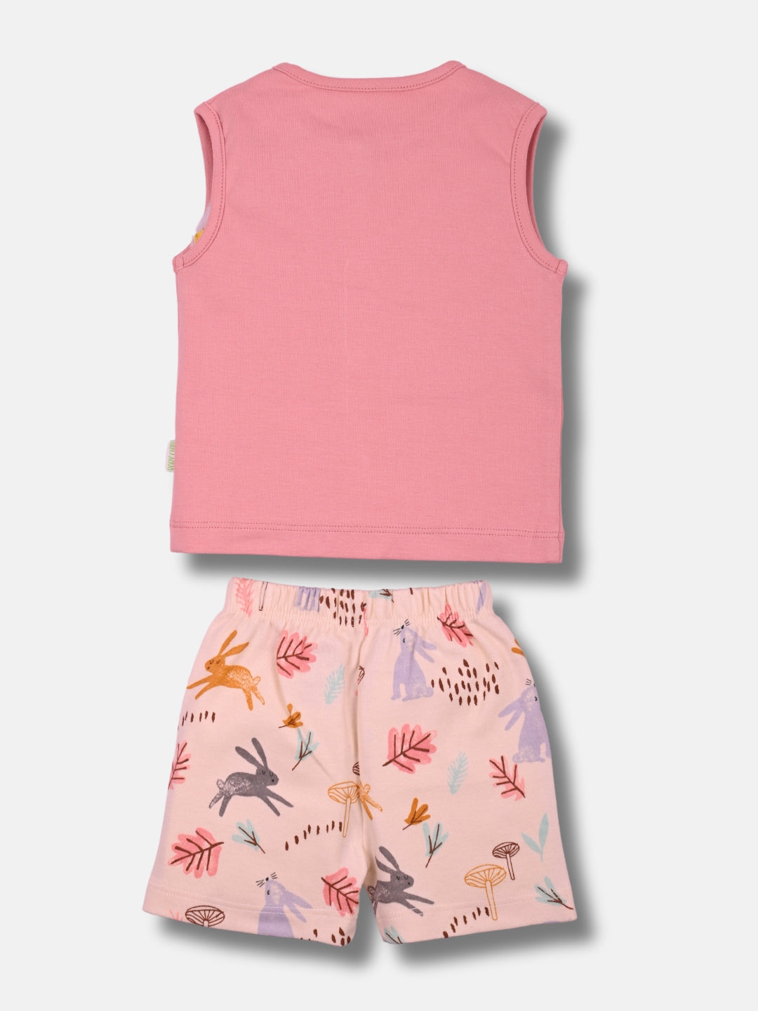 Babyclan Girls Sleeveless Cotton Top & Shorts Set - Front Open Printed - TRUCKLET TOTS