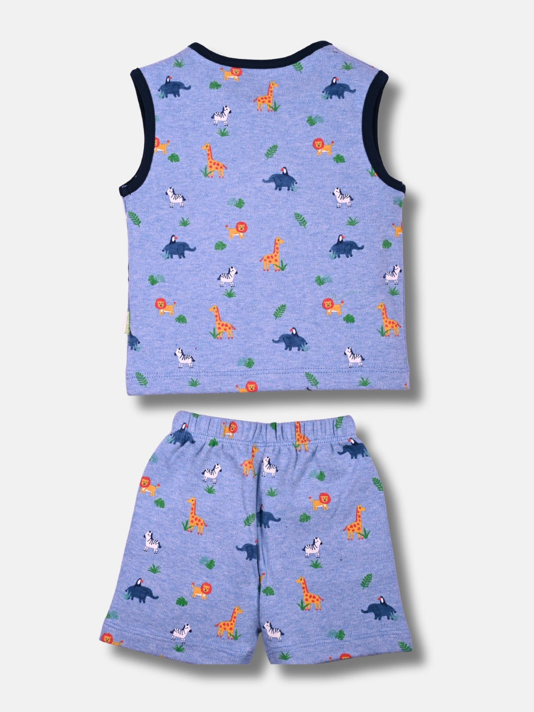 Babyclan Boys Sleeveless Cotton Top & Shorts Set - Front Open Printed - WILD