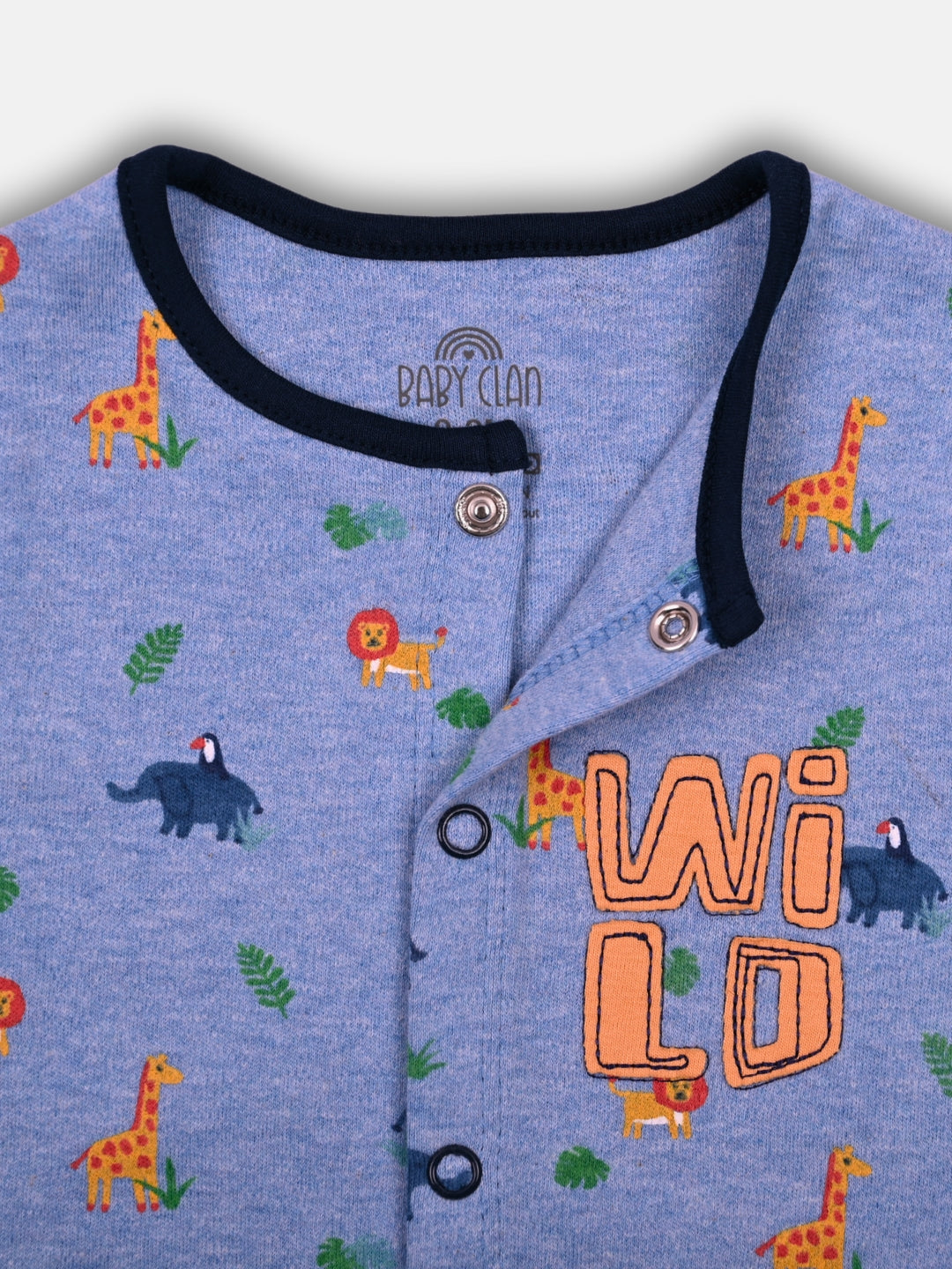 Babyclan Boys Sleeveless Cotton Top & Shorts Set - Front Open Printed - WILD