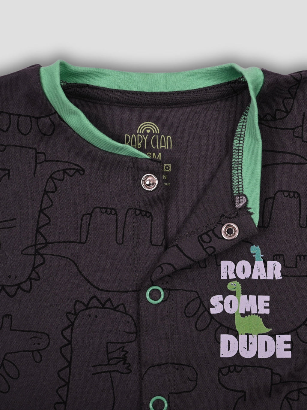 Babyclan Boys Cotton Top & Shorts Set - Front Open Printed - ROARSOME DUDE