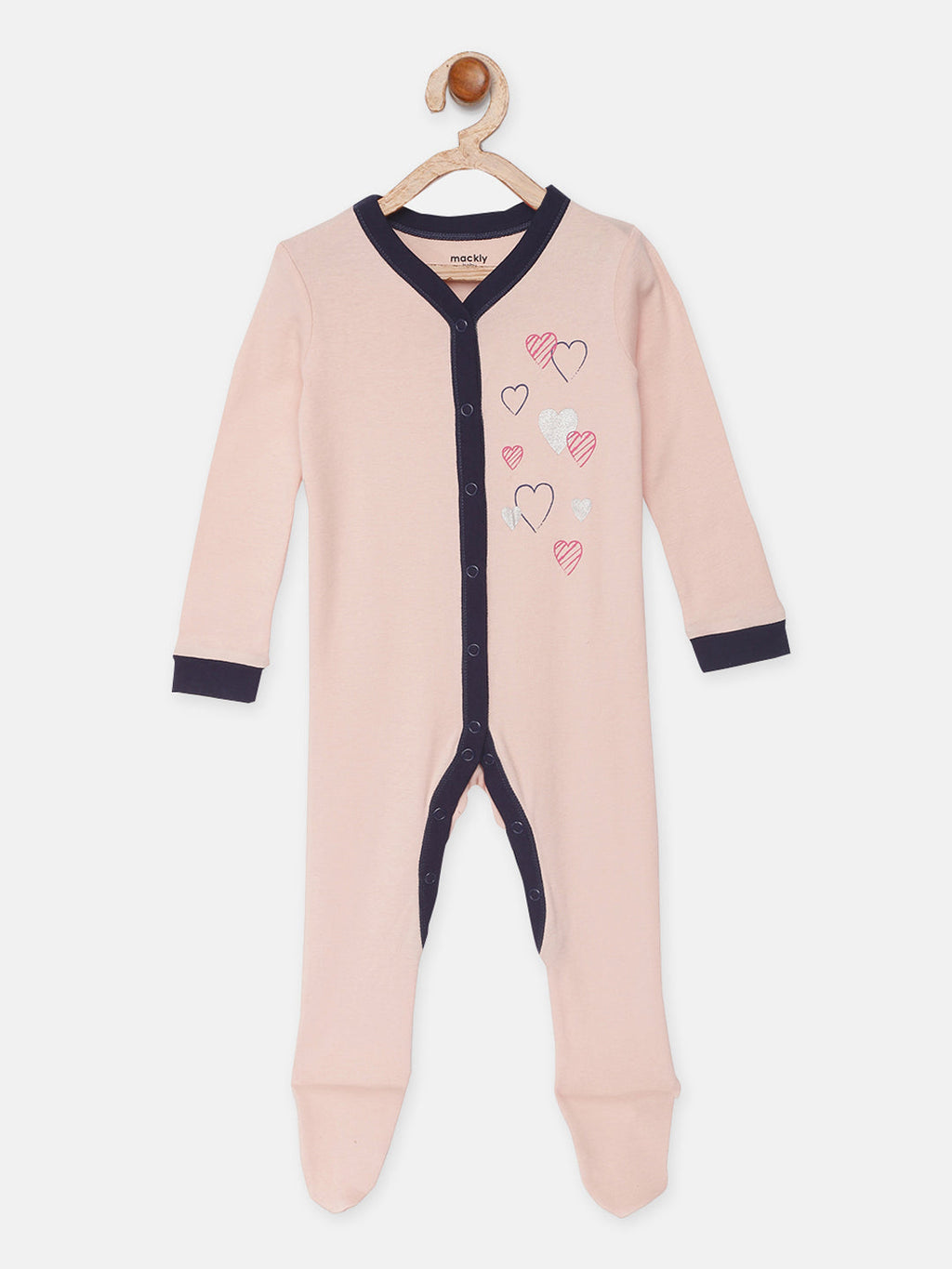 Heart Aop Printed Sleepsuit - Pack of 2
