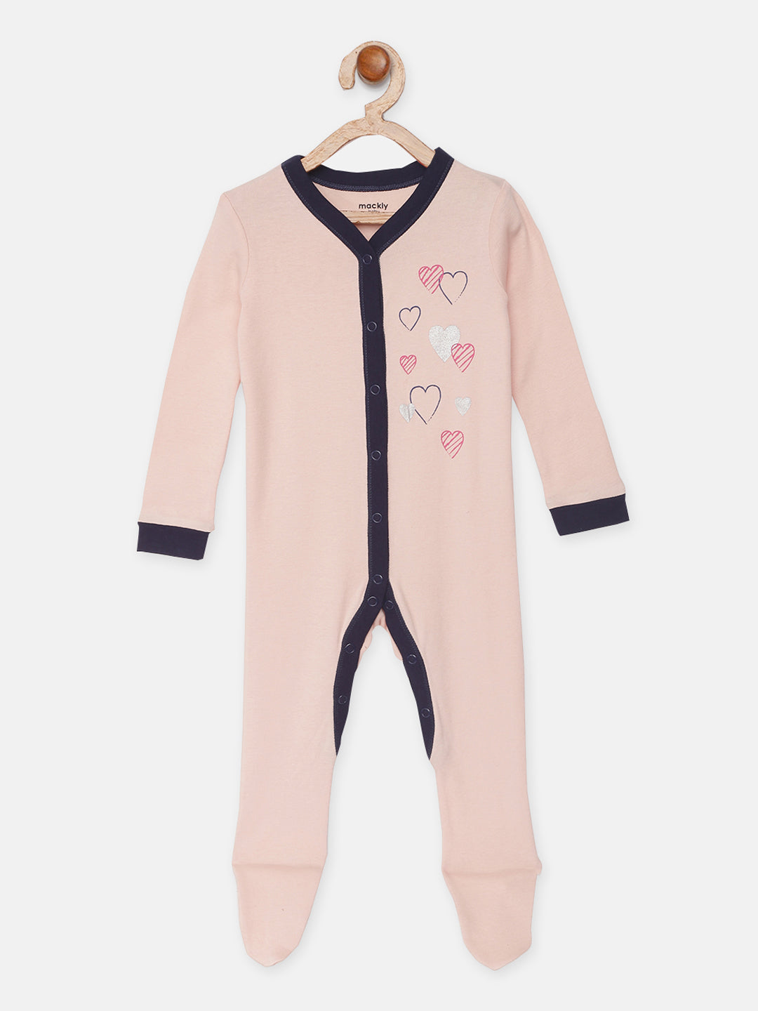 Heart Aop Printed Sleepsuit - Pack of 2