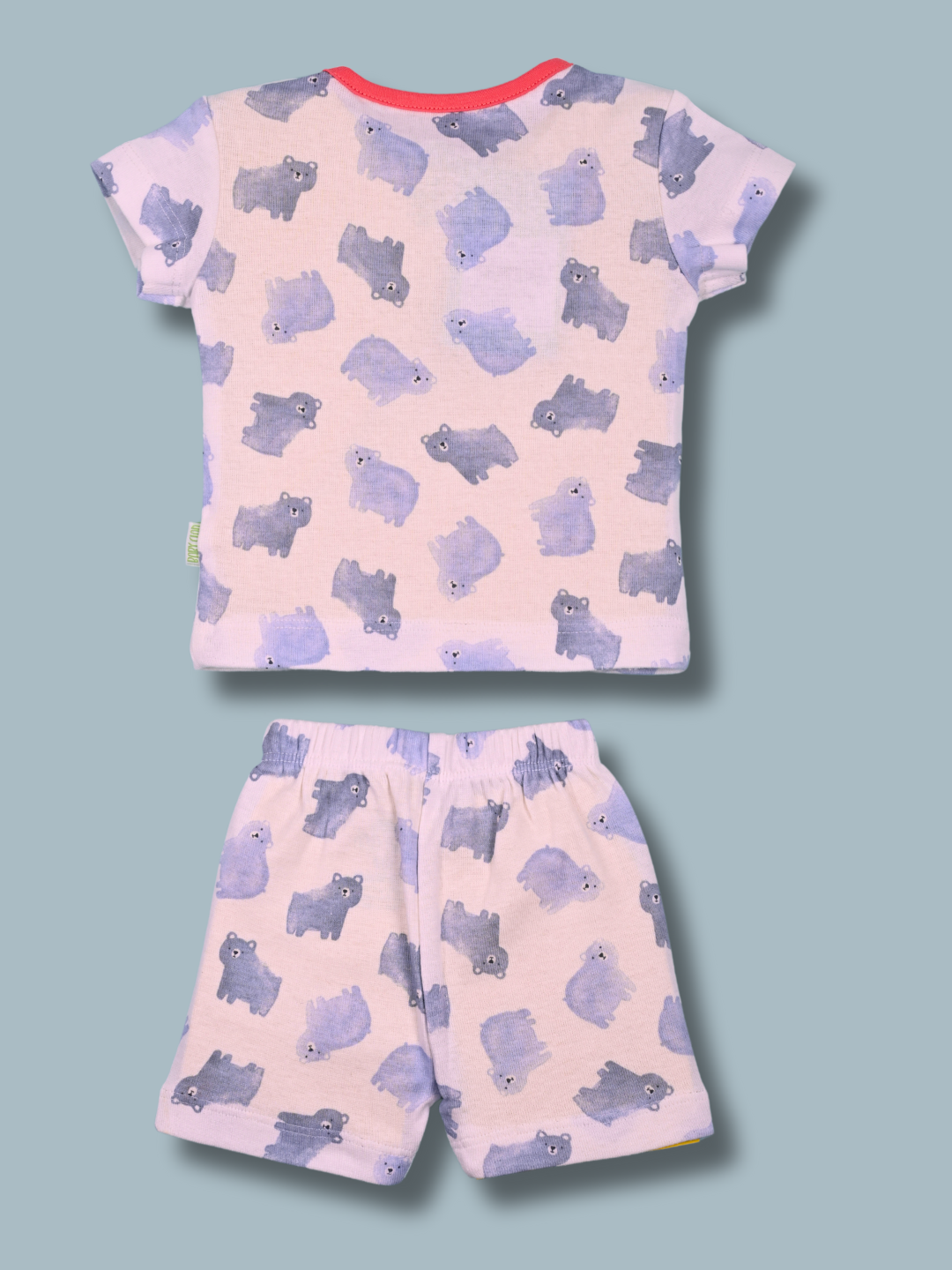 Babyclan Boys Cotton Top & Shorts Set - Snap Neck Printed - SNOW CLUB