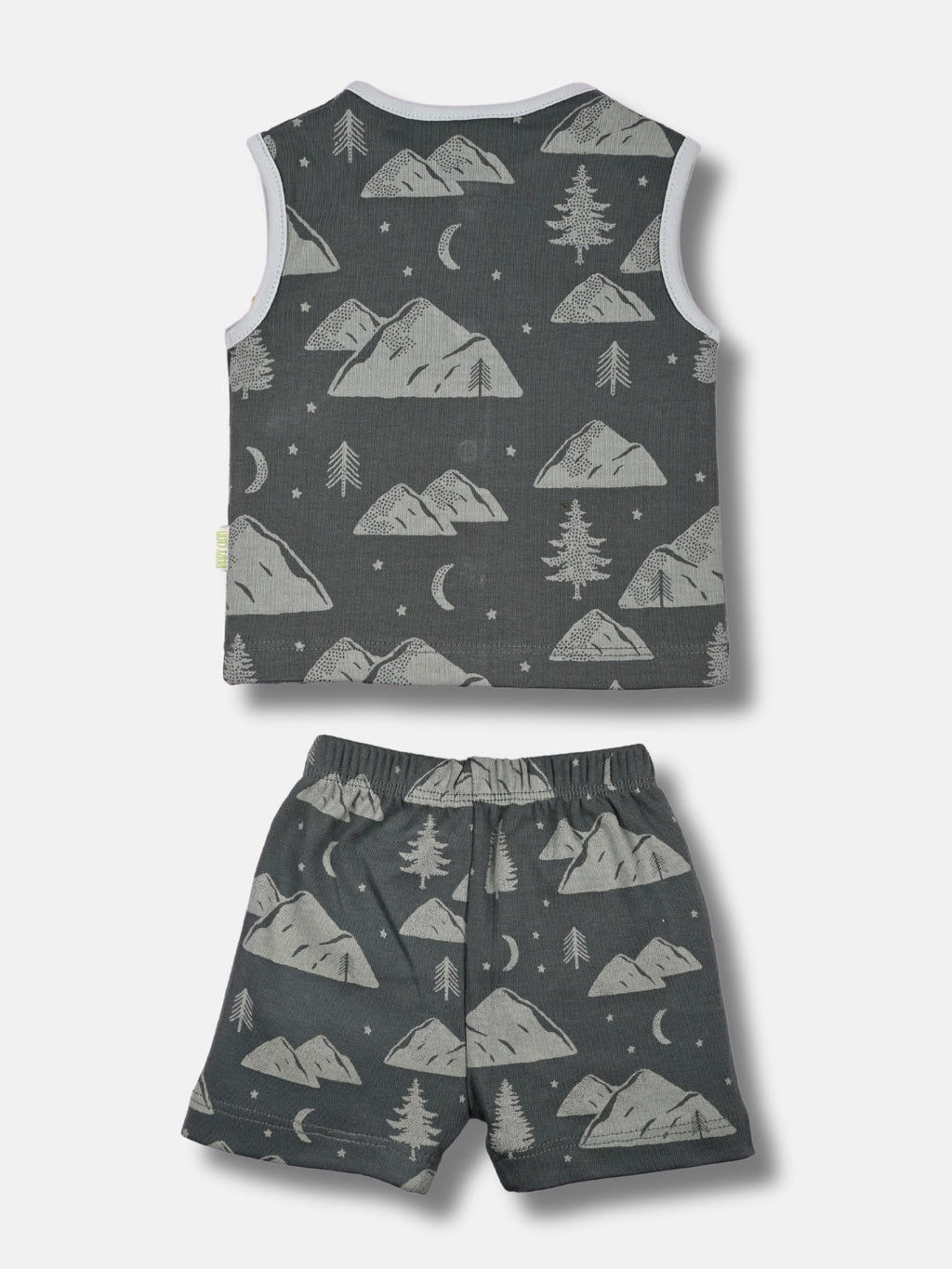 Babyclan Boys Sleeveless Cotton Top & Shorts Set - Front Open Printed - FLYING PAST BED TIME