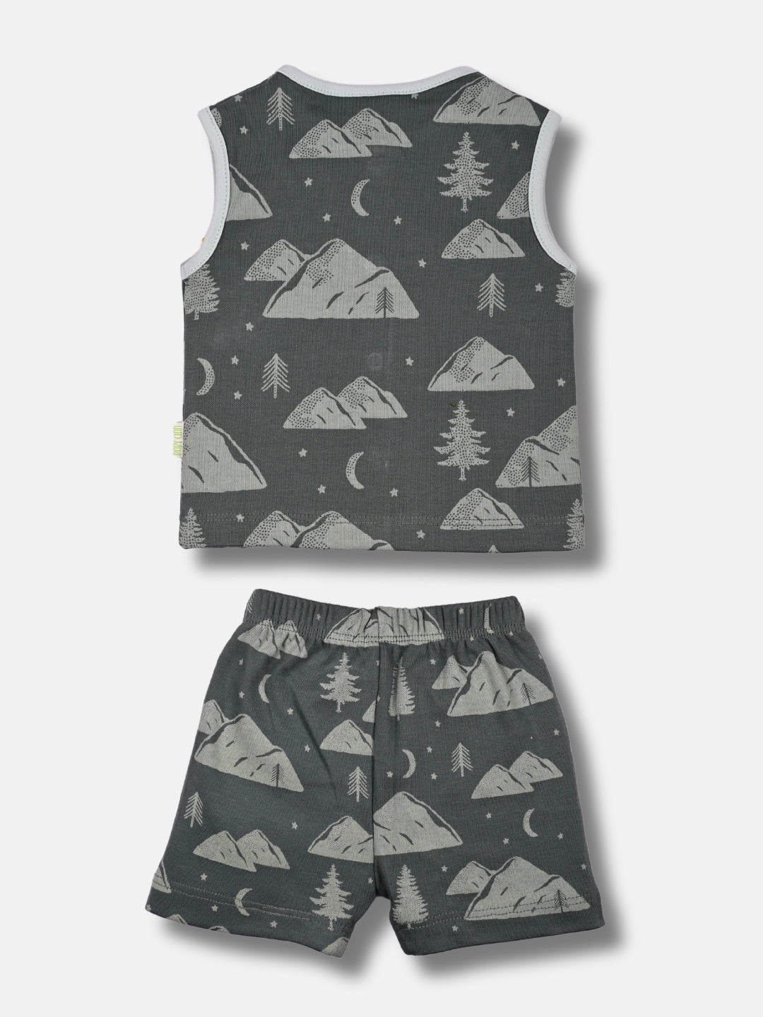 Babyclan Boys Sleeveless Cotton Top & Shorts Set - Front Open Printed - FLYING PAST BED TIME