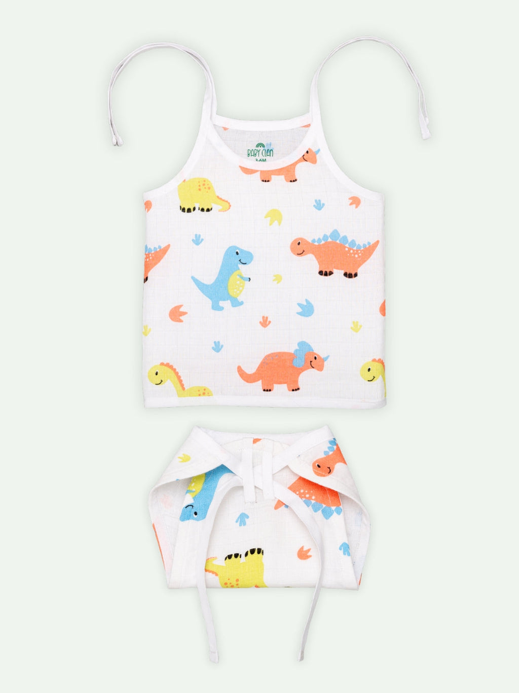 Babyclan Muslin Knotted Jabla Top & Nappy Set - Dino