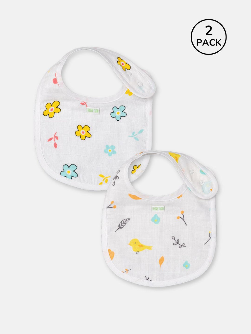 Babyclan Muslin Bibs - Pack of 2 | Soft, Absorbent & Gentle for Feeding Time