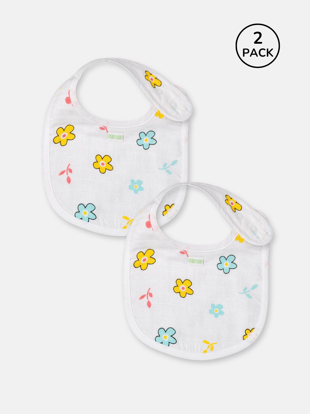 Babyclan Muslin Bibs - Pack of 2 | Soft, Absorbent & Gentle for Feeding Time