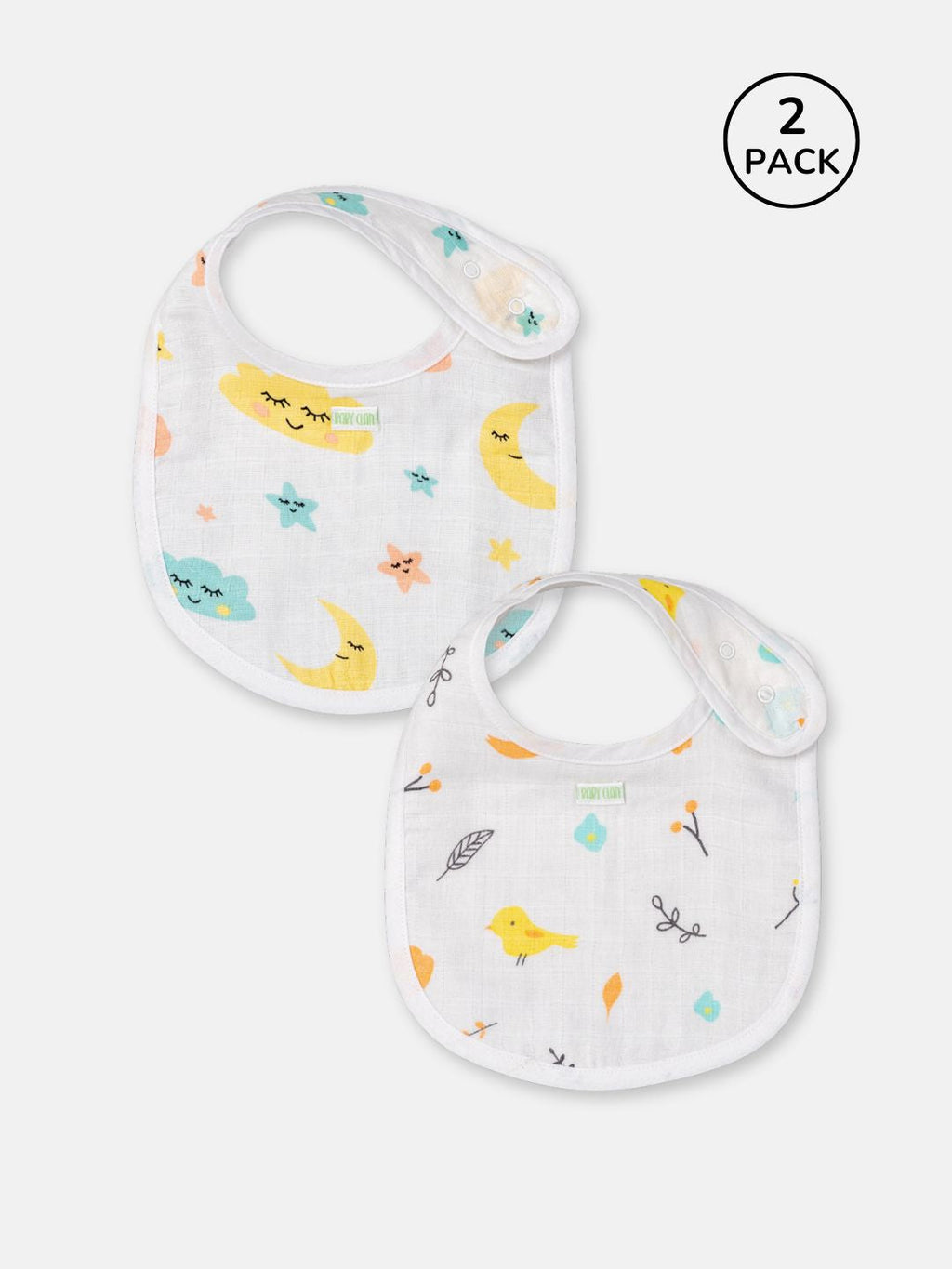 Babyclan Muslin Bibs - Pack of 2 | Soft, Absorbent & Gentle for Feeding Time