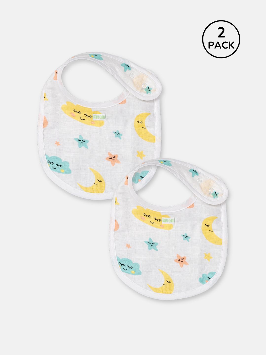 Babyclan Muslin Bibs - Pack of 2 | Soft, Absorbent & Gentle for Feeding Time