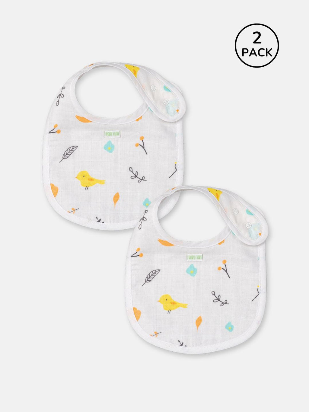 Babyclan Muslin Bibs - Pack of 2 | Soft, Absorbent & Gentle for Feeding Time