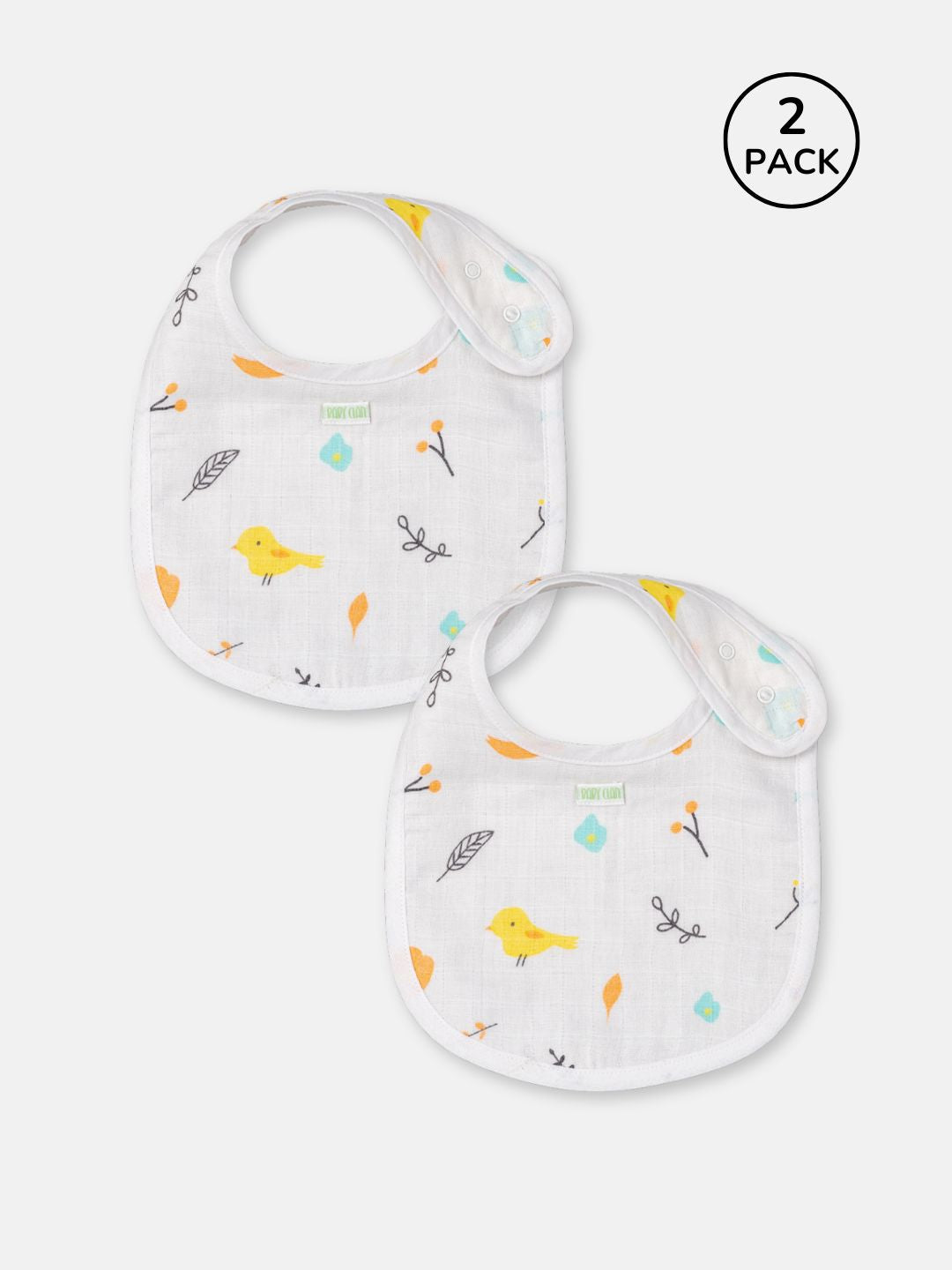 Babyclan Muslin Bibs - Pack of 2 | Soft, Absorbent & Gentle for Feeding Time